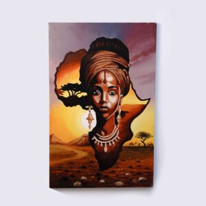 “African Woman” Portrait – African Map Silhouette