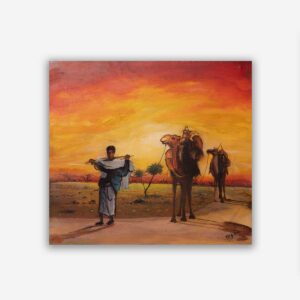 “Nin & Geel” Man With Camels – Sunset Art